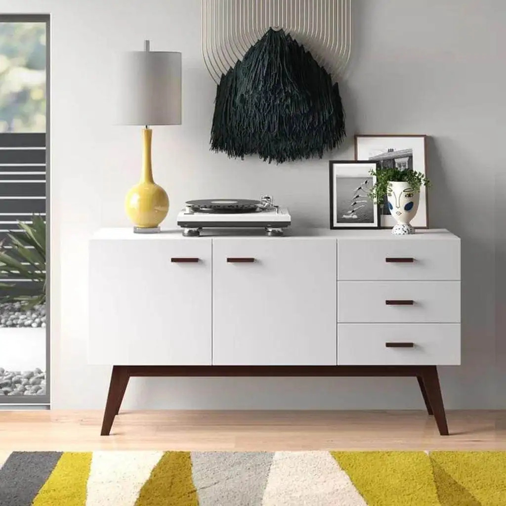 بوفيه مودرن ابيض مصنوع من خشب MDF مستورد مع طبقة ميلامين مضادة للمياه MS-11325