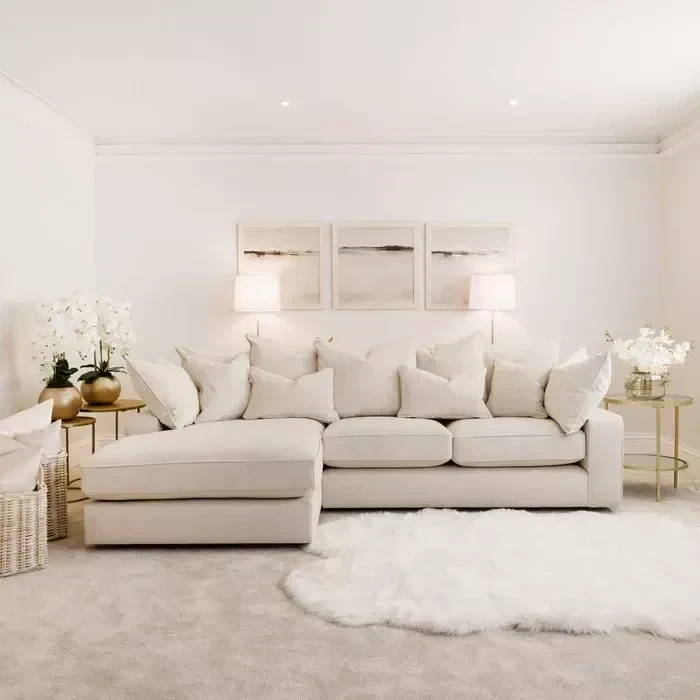 Modern Corner Sofa 240×160 cm, Red Beech Wood and Linen or Velvet Fabric, High Quality MS-10992