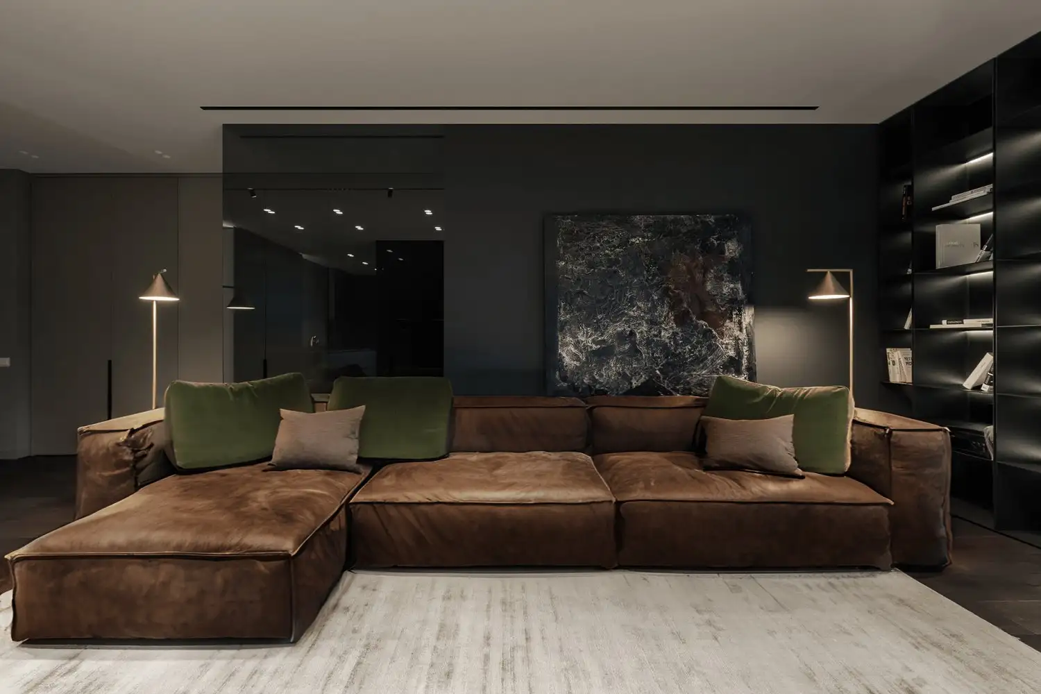 Modern Corner Sofa 320×190 cm, Red Beech Wood and Linen or Velvet Fabric, High Quality MS-10967
