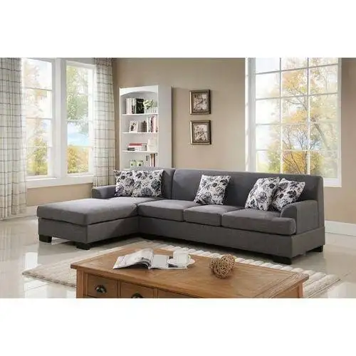 Modern Corner Sofa 280×160 cm, Red Beech Wood and Linen or Velvet Fabric, High Quality MS-10986