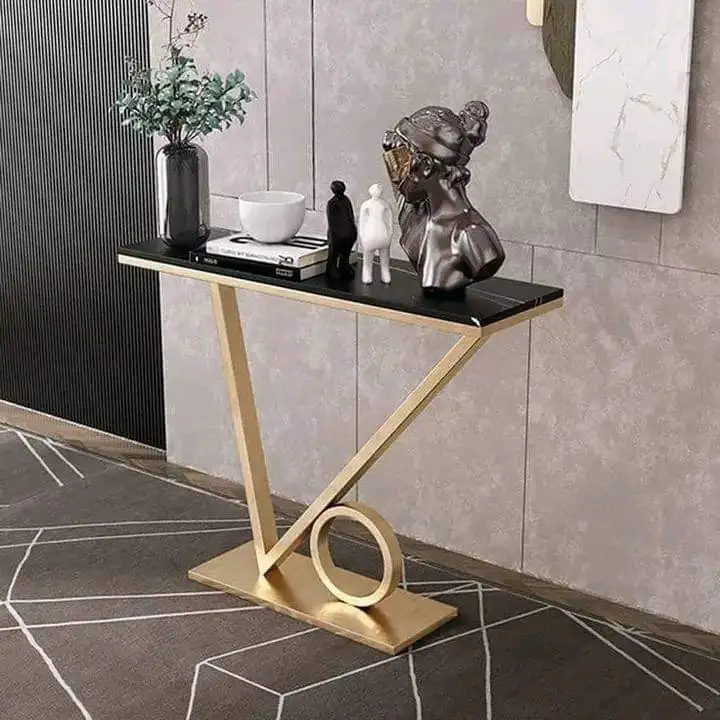 كونسول جانبي ستيل دهان و رخام أسود MS-8797