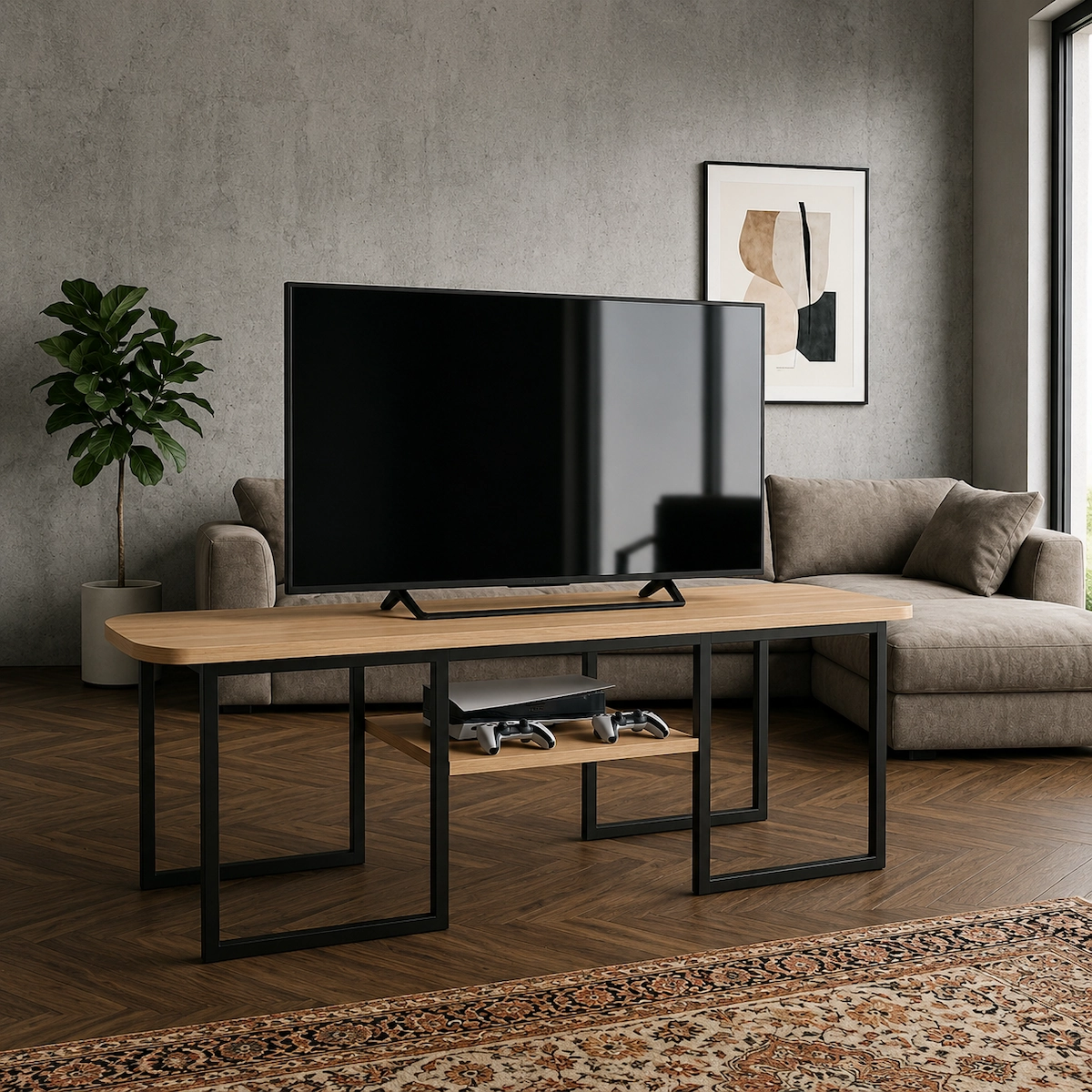 ترابيزة تليفزيون مودرن حديد وخشب MDF عالي الجودة MS-13744