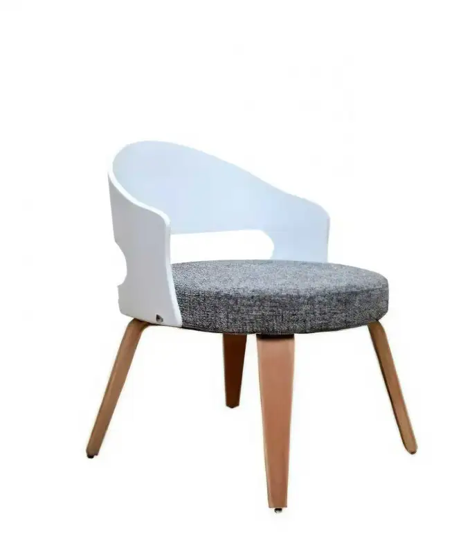 Waiting Pouf Chair, Plywood Wood – Gray and White Color MS-7451