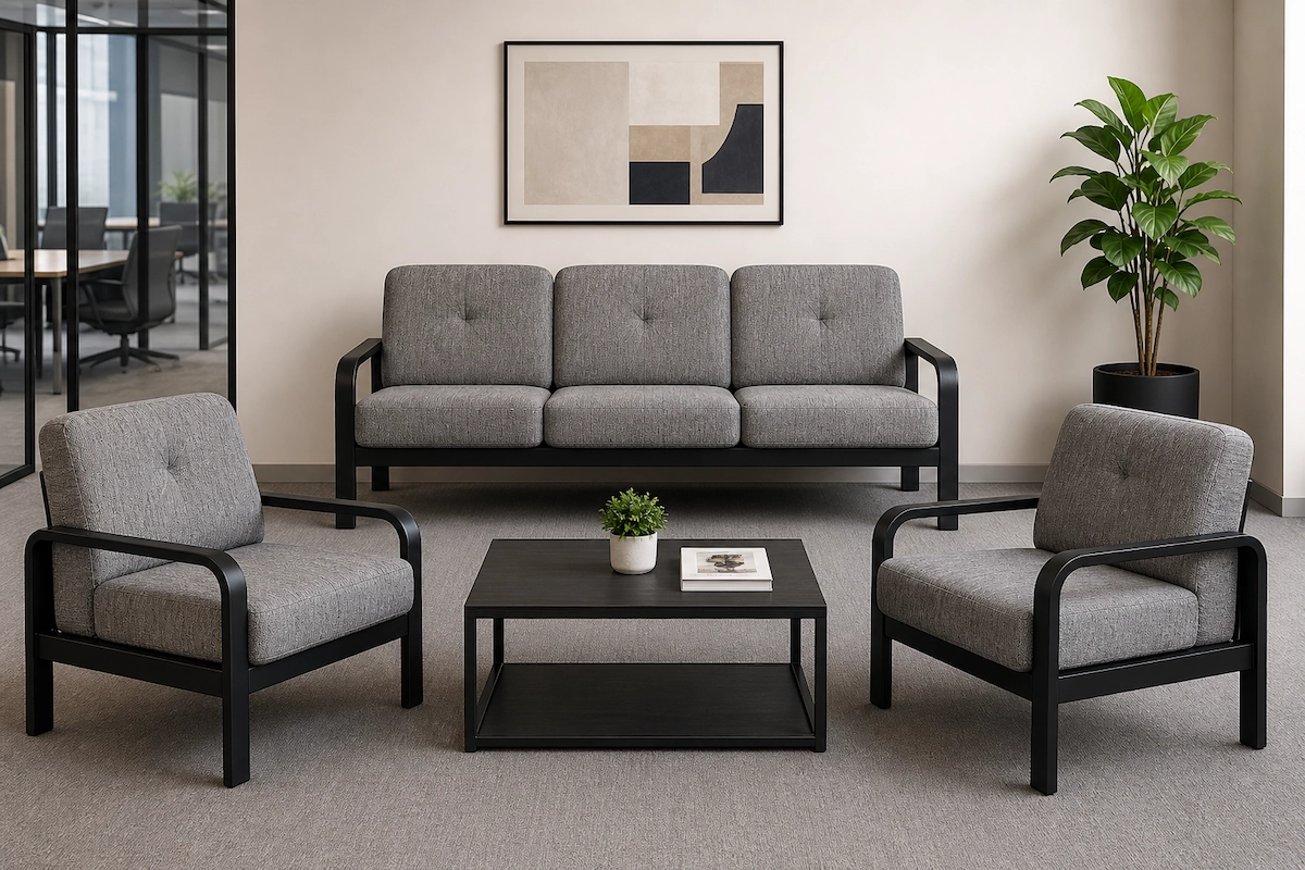 Office reception set, 3-seater sofa and 2 armchairs MS-9861