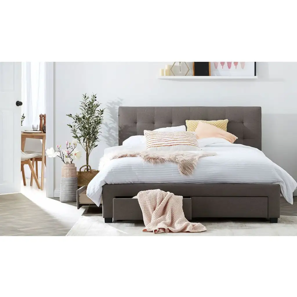 سرير كابتونية مزود ب 2 درج مصنوع من خشب كونتر وخشب زان احمر 200*160 سم MS-9352