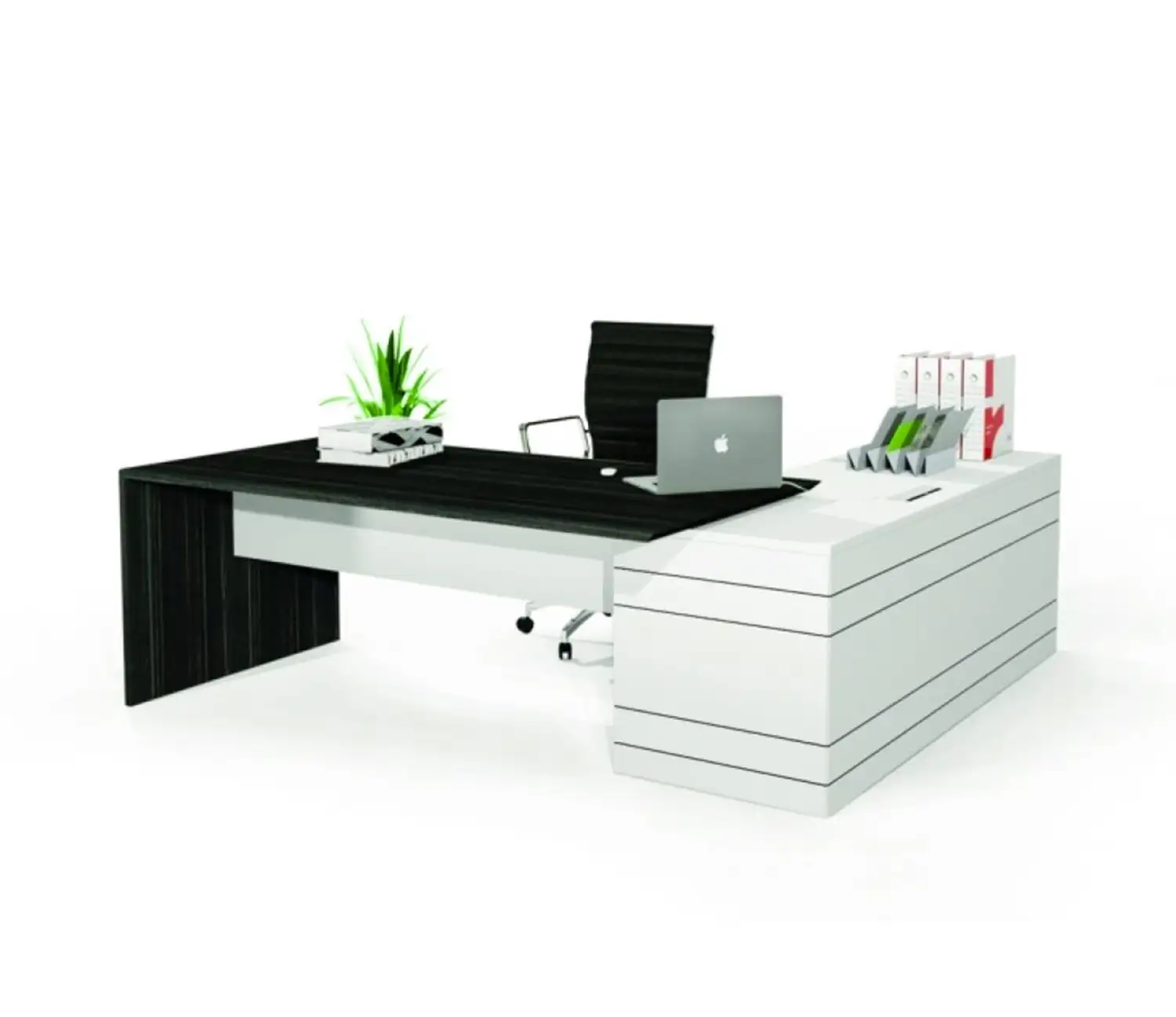 Modern Executive Desk (180 × 80 × 75 cm) with Side Unit MS-8541