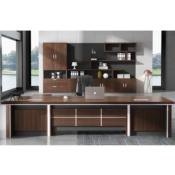 Modern Executive Desk (200 × 75 × 70 cm) with Side Unit MS-12258