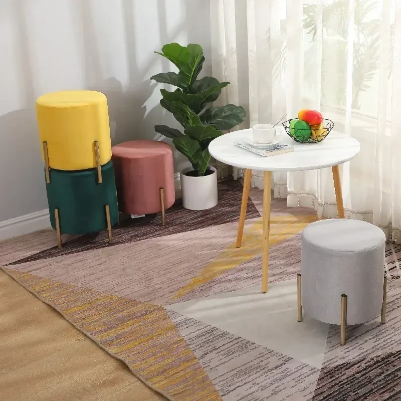 Pouf Chair with Metal Legs, Electrostatic Paint – Imported Turkish Fabric – Multi-Color MS-8373