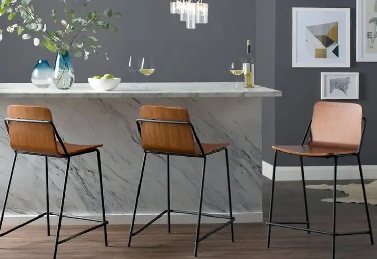 Electrostatic powder-coated steel bar stool and plywood layer MS-11709