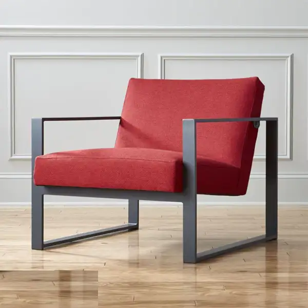 Armchair, stainless steel electrostatic paint and linen fabric MS-8918