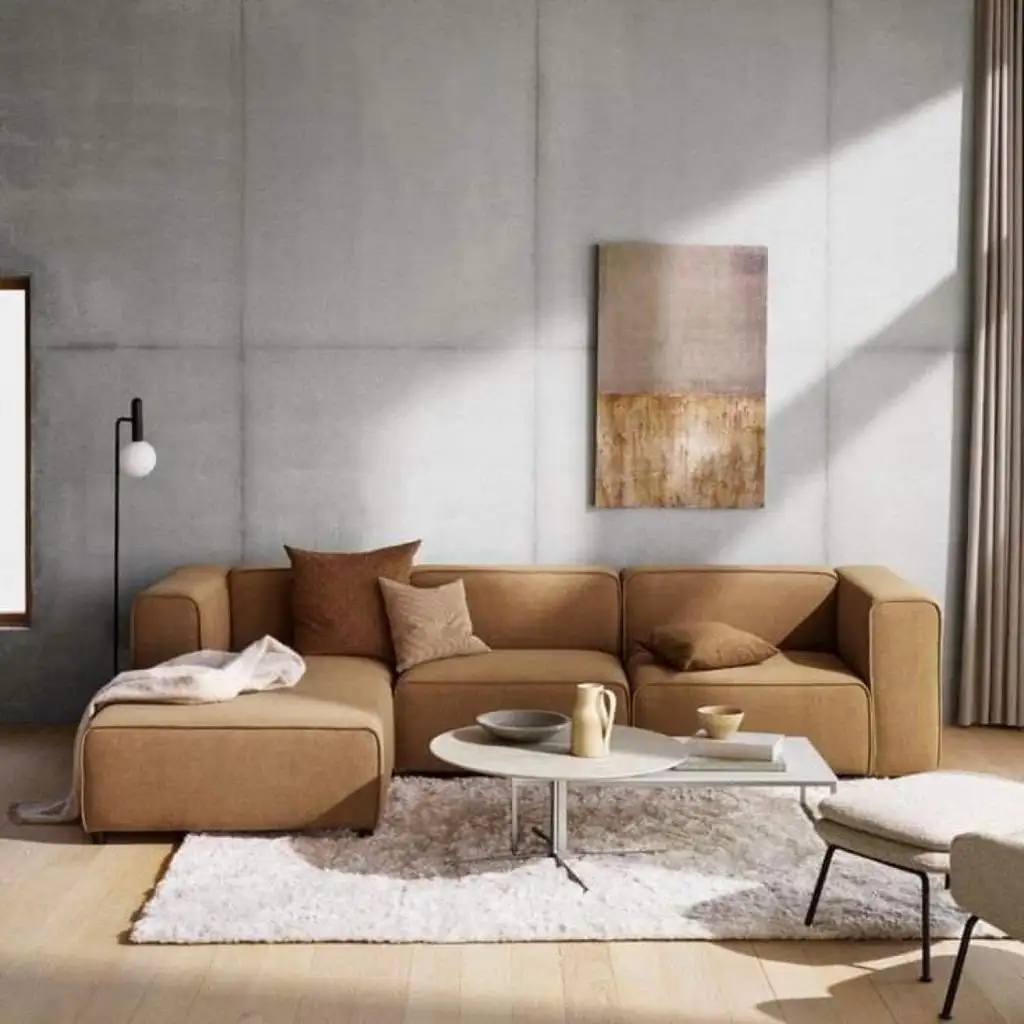 Modern Corner Sofa 260×160 cm, Red Beech Wood and Fabric, High Quality MS-10970