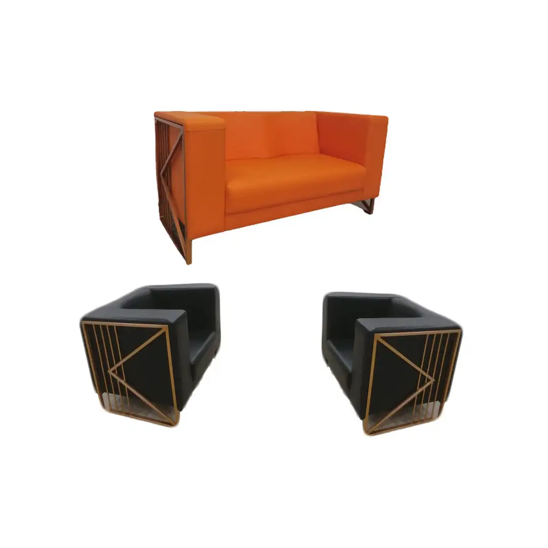 Office Reception Seating Set (Model MS-9824): 3-Seater Sofa and 2 Armchairs