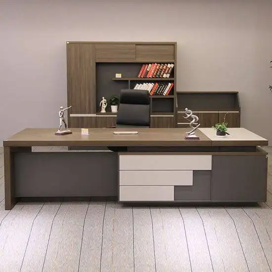 Modern Executive Desk (180 × 80 × 80 cm) with Side Unit MS-10580