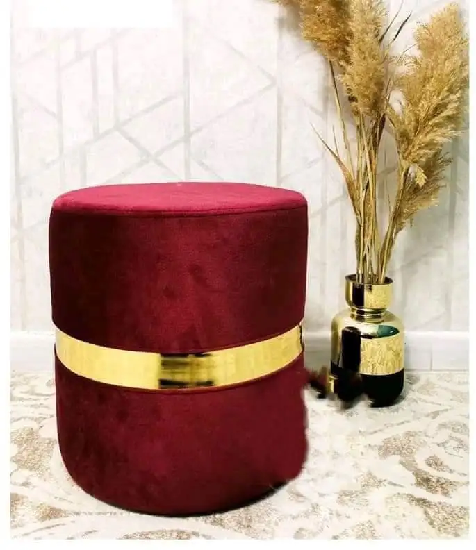 Round Pouf Made of Imported Turkish Fabric – Multiple Colors MS-8027