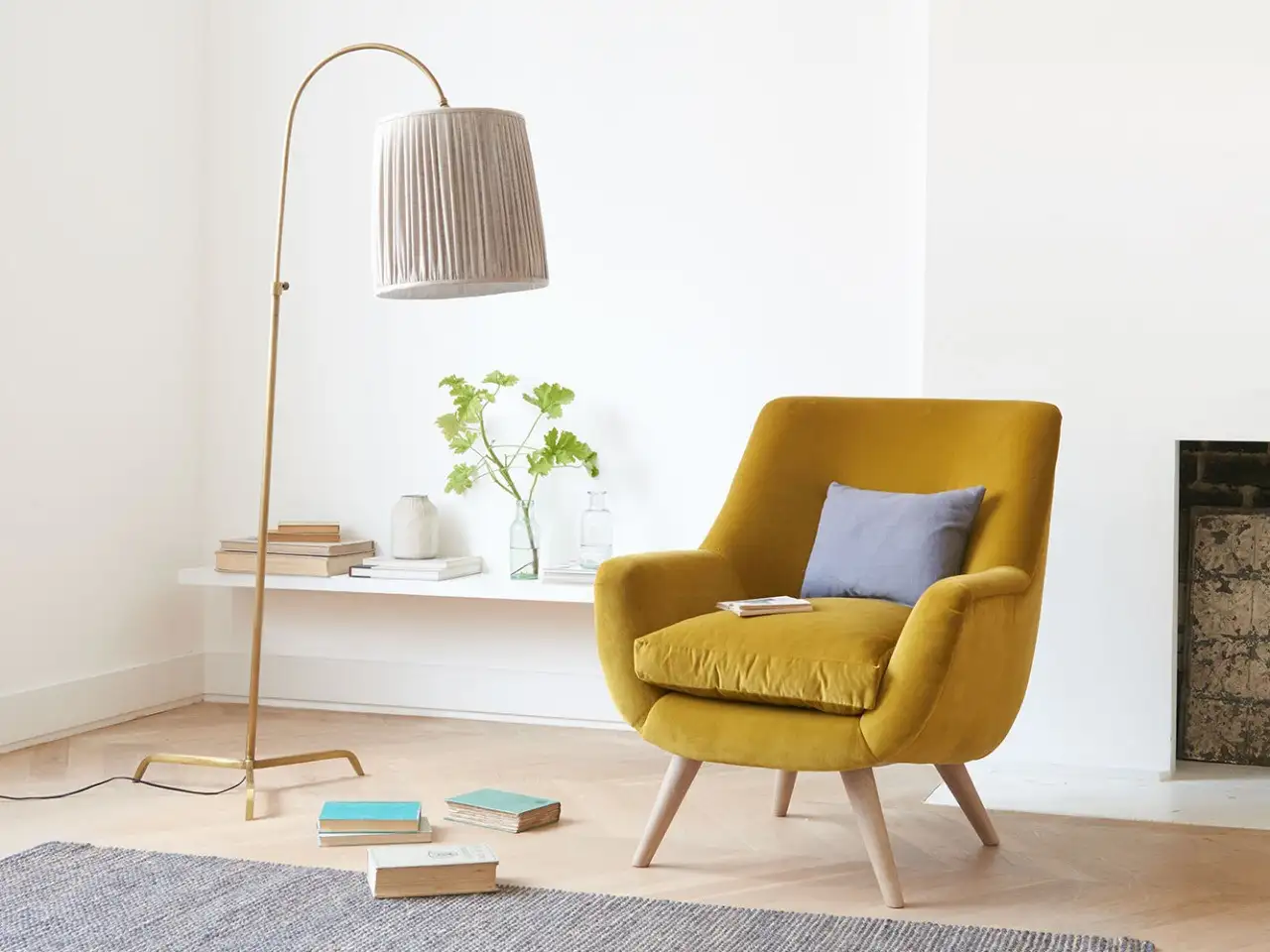 Modern armchair, red beech wood, linen or velvet fabric MS-11085