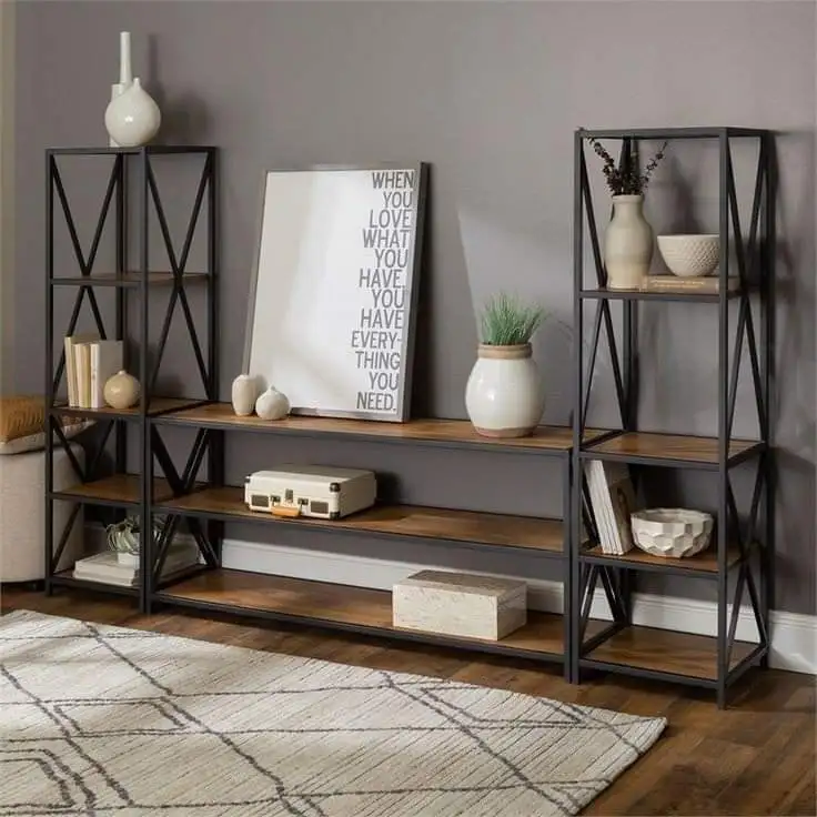 Modern TV unit electrostatic treated metal & counter wood MS-11833
