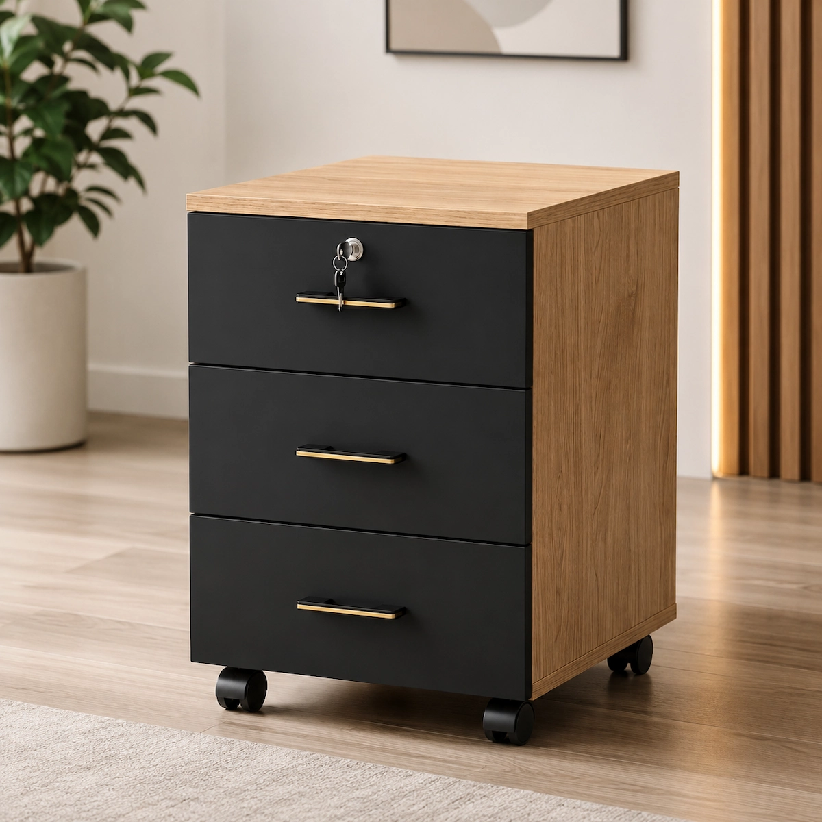 وحدة أدراج 3 درج خشب MDF عالي الجودة MS-13747