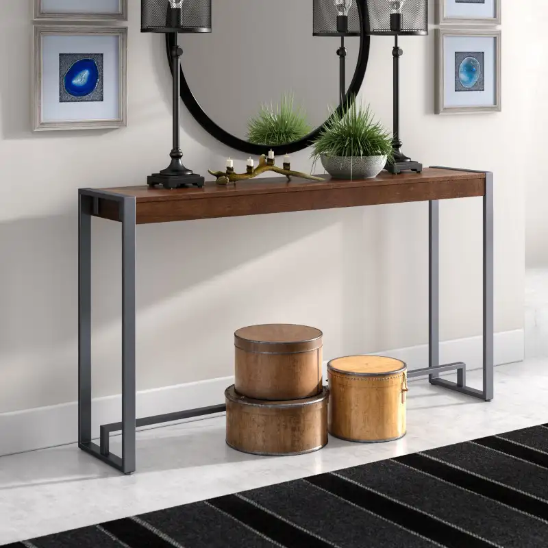كونسول مودرن خشب MDF وحديد دهان ومرآة قطر 70 سم MS-11401