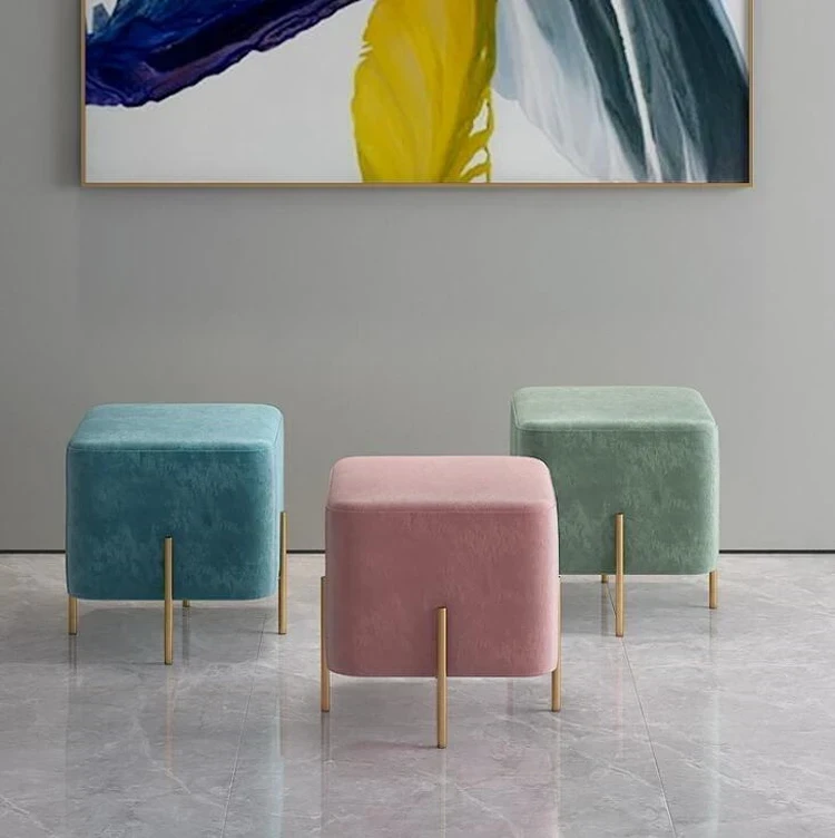 Pouf Made of Metal with Electrostatic Paint and Upholstered in Fabric or Leather MS-8384