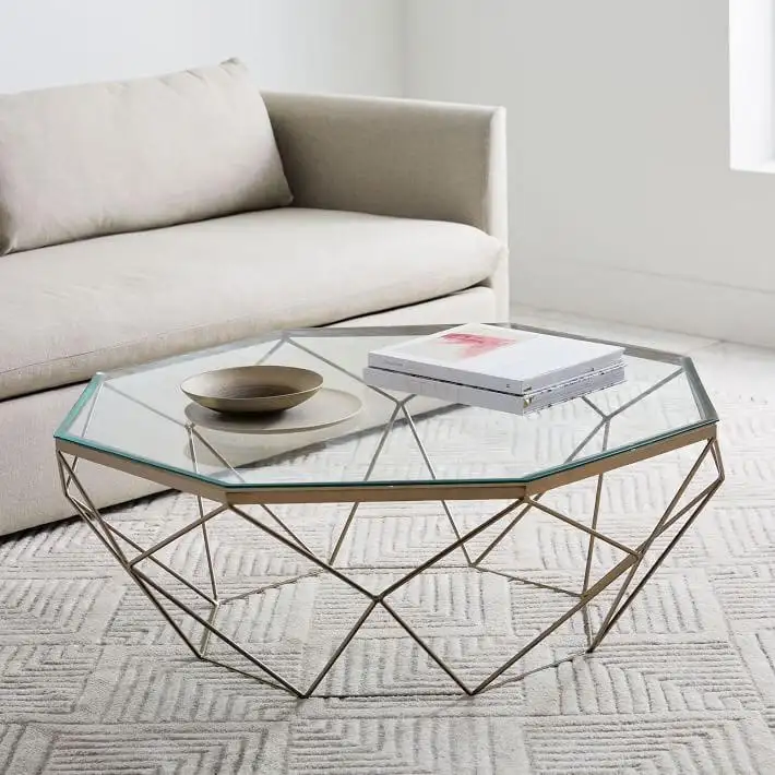 Modern hospitality table electrostatic painted iron with glass surface MS-11482