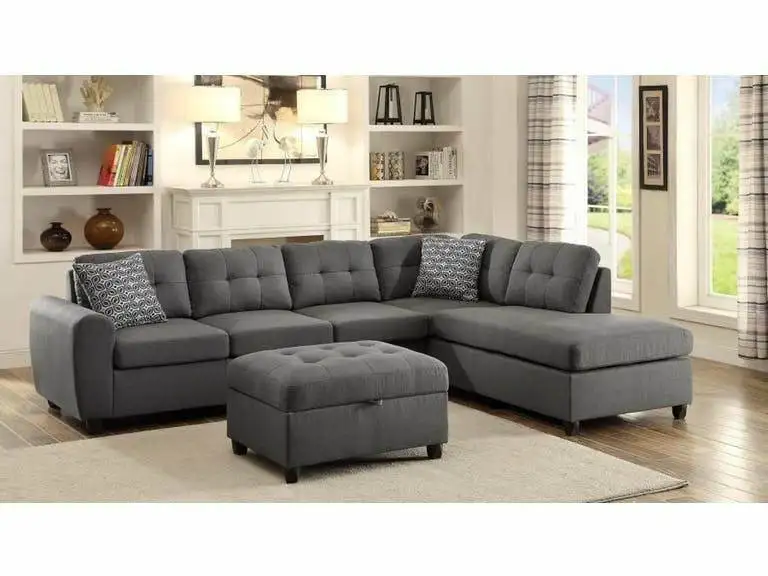 Modern Corner Sofa 300×200 cm, Red Beech Wood and Linen or Velvet Fabric, High Quality MS-10989