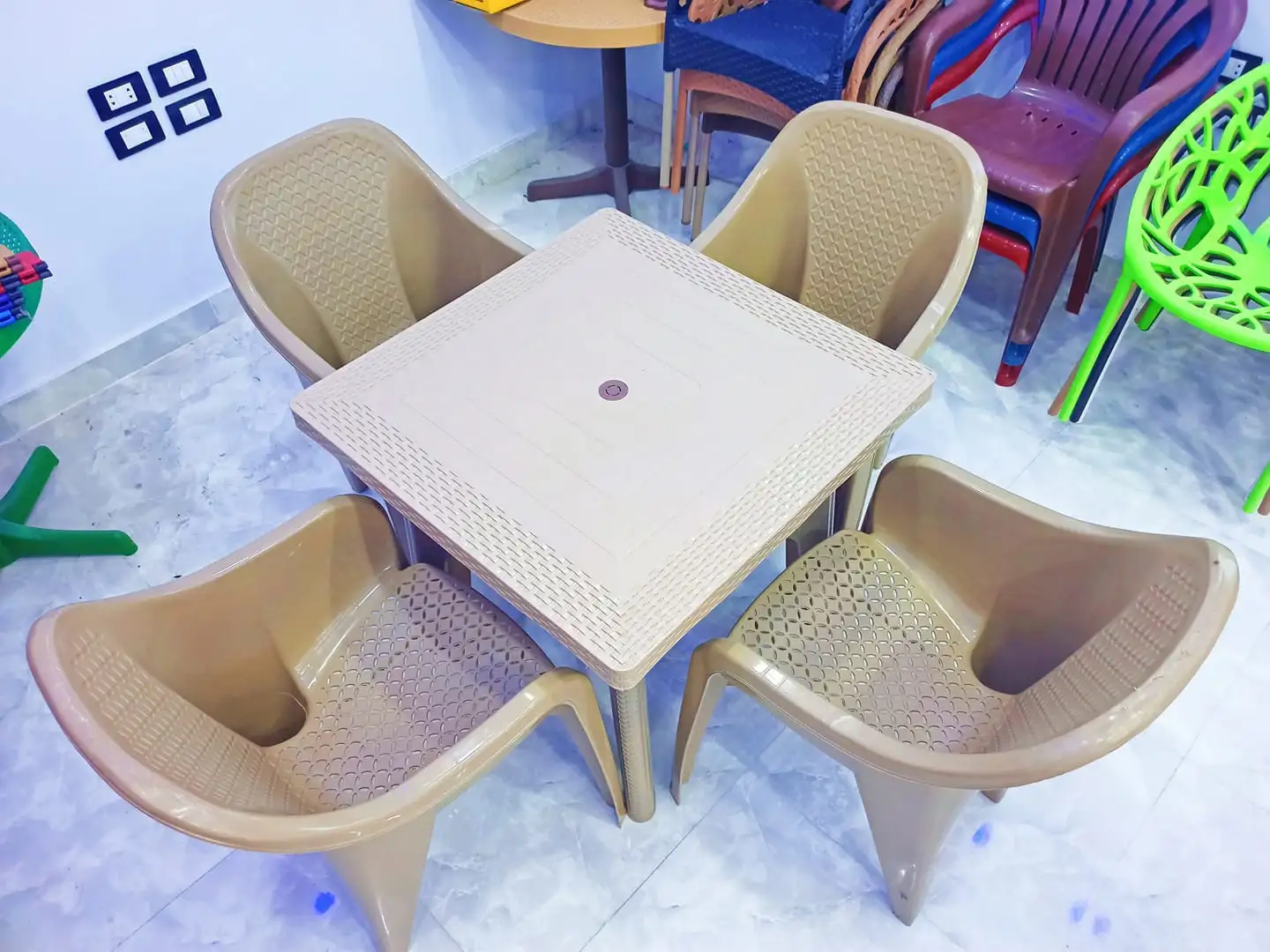 Apple Chairs Set for Garden and Cafes made of Pure High-Quality Plastic MS-10472
