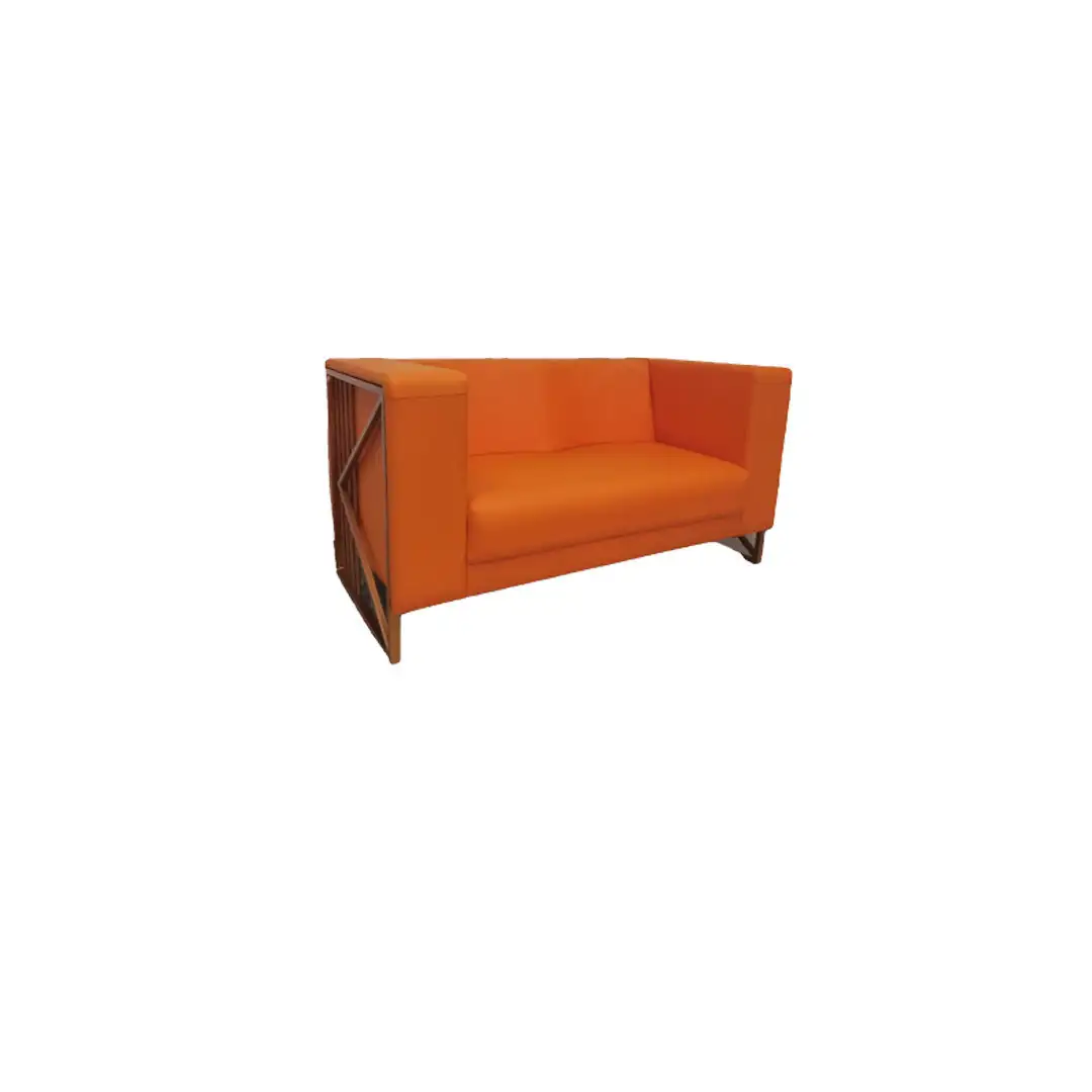 3-Seater Office Reception Sofa (Model MS-9825) – Red Beech Wood & Iron with Electrostatic Coating