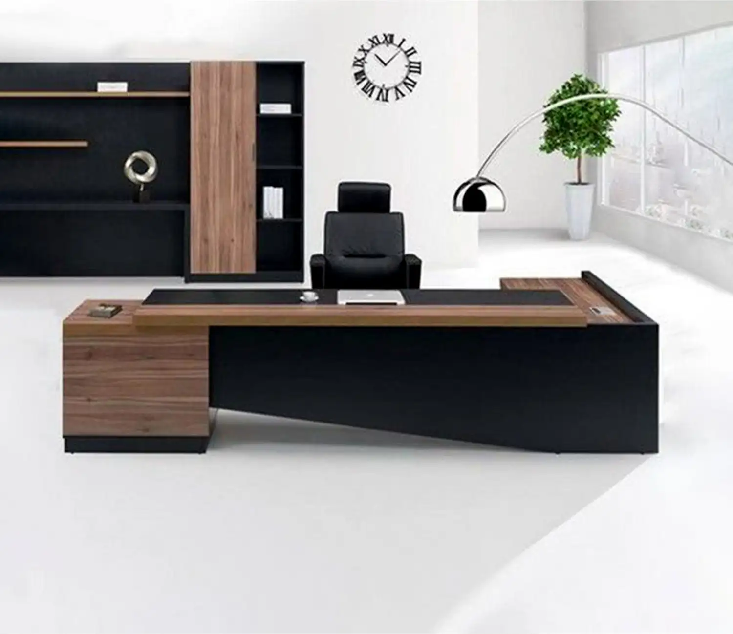 Modern Executive Desk (200 × 80 × 75 cm) with Side Unit MS-8540