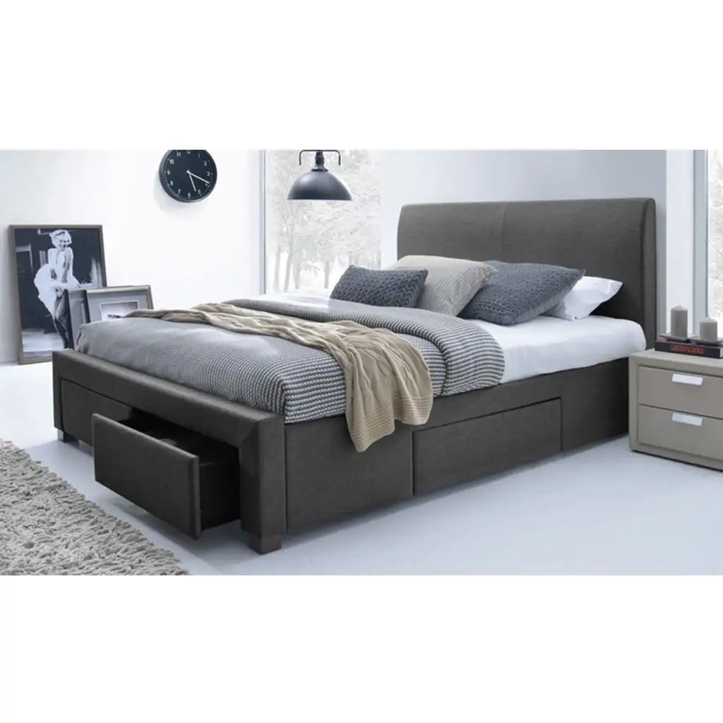 سرير مودرن مزود ب 3 درج سحاره مصنوع من خشب كونتر وخشب زان 160*200 سم MS-9360