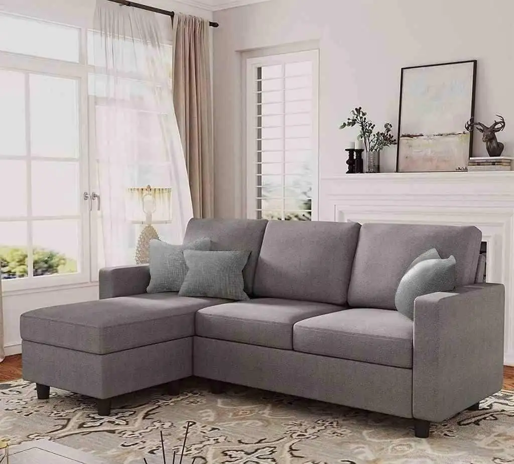 Modern Corner Sofa 250×180 cm, Red Beech Wood and Linen or Velvet Fabric, High Quality MS-10944