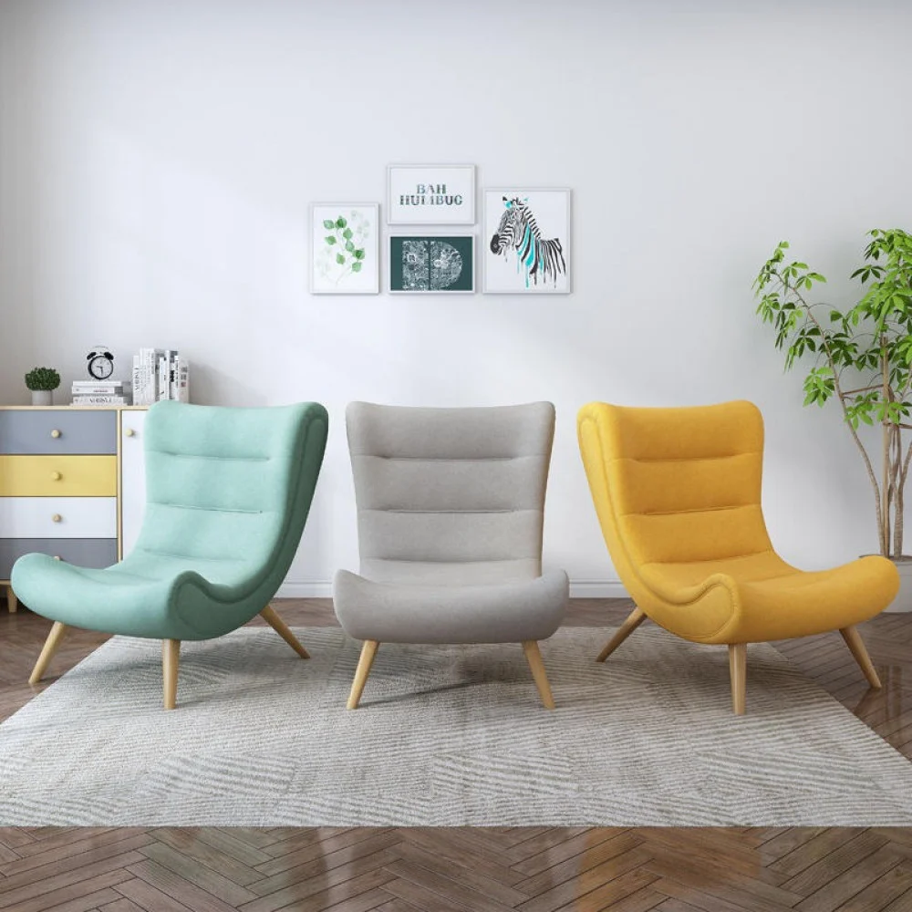 Armchair, natural plywood wood, imported fabric MS-9174