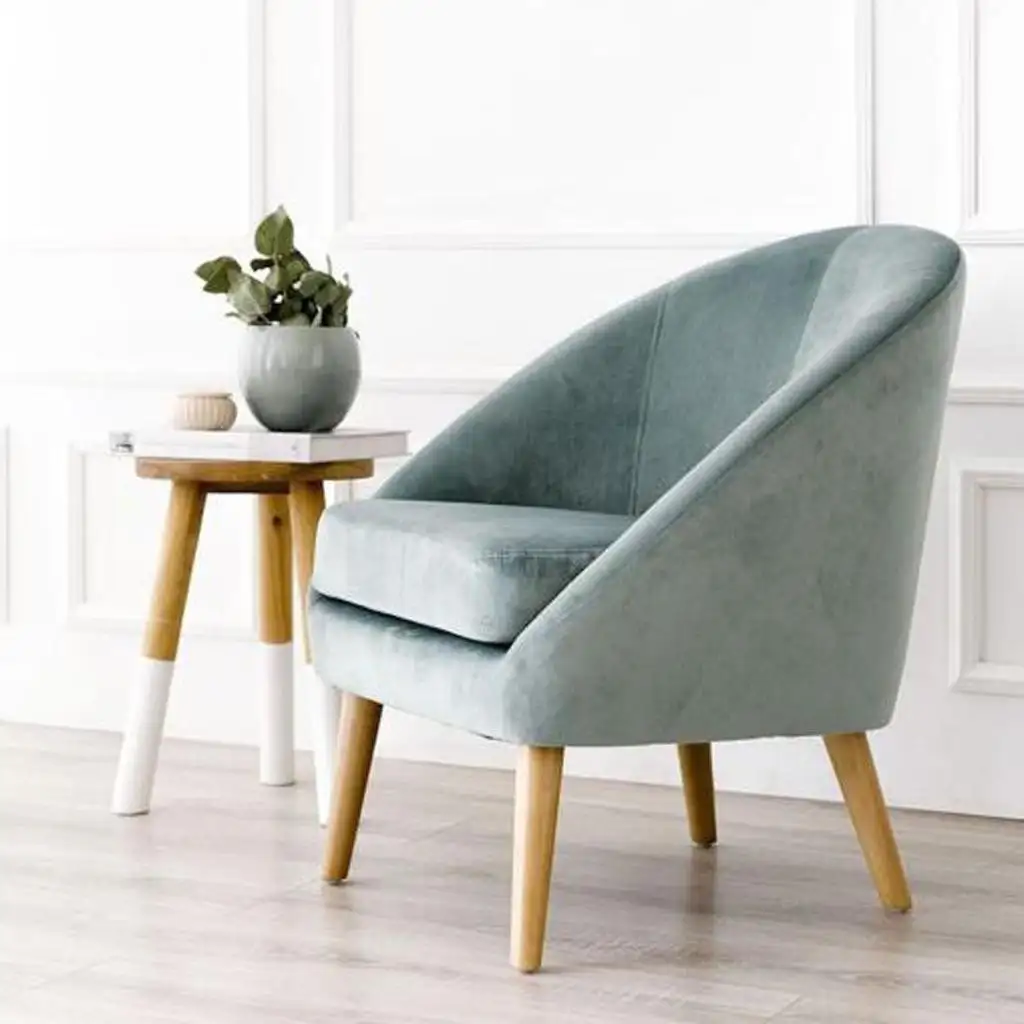 Modern armchair, red beech wood, linen or velvet fabric MS-11053