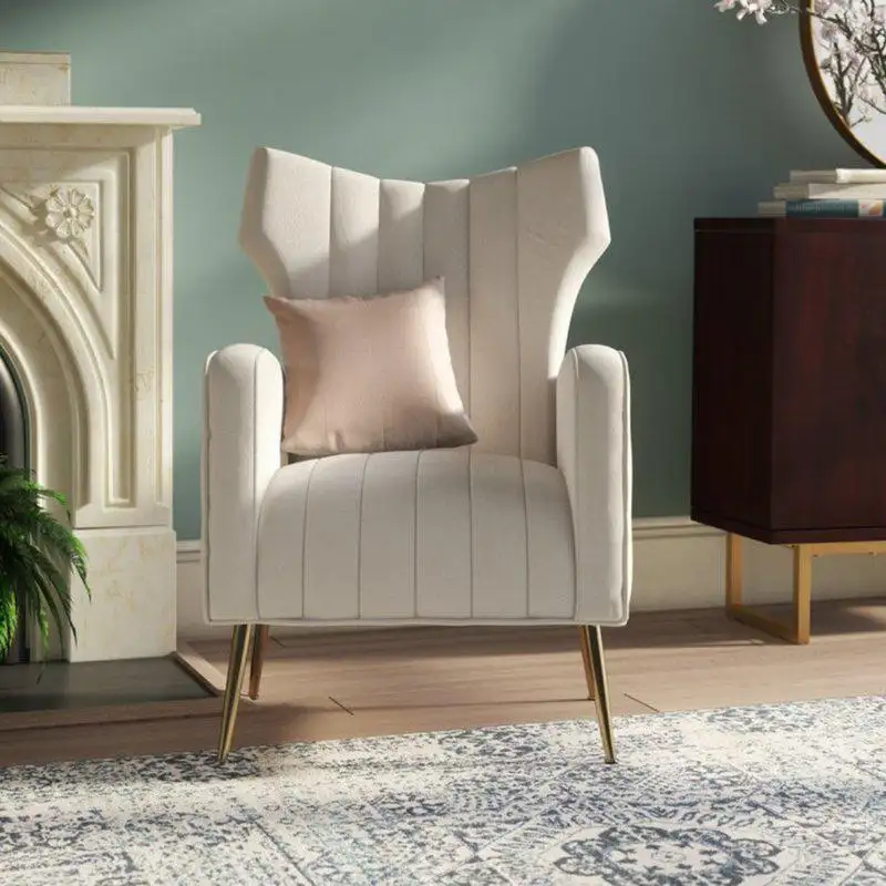Modern armchair, red beech wood, linen or velvet fabric MS-11118