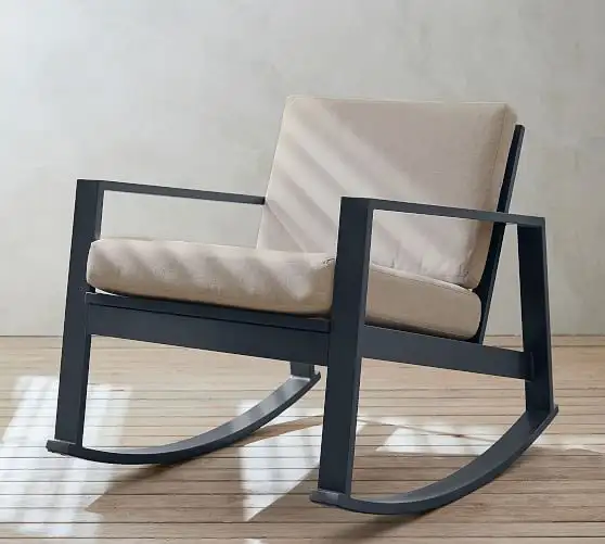 Rocking chair, stainless steel electrostatic paint and linen fabric MS-8919