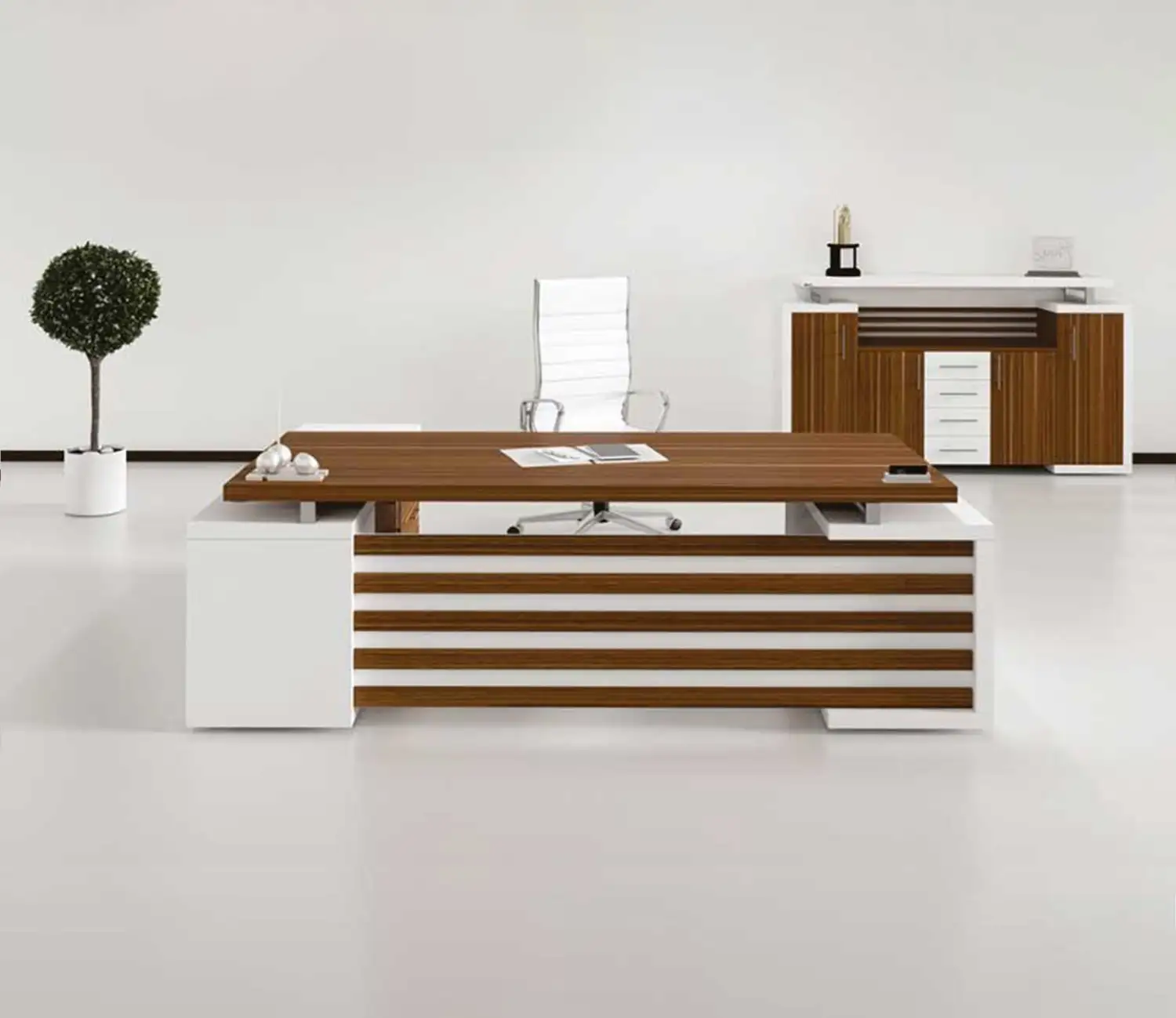 Modern Executive Desk (200 × 80 × 75 cm) with Side Unit MS-8543