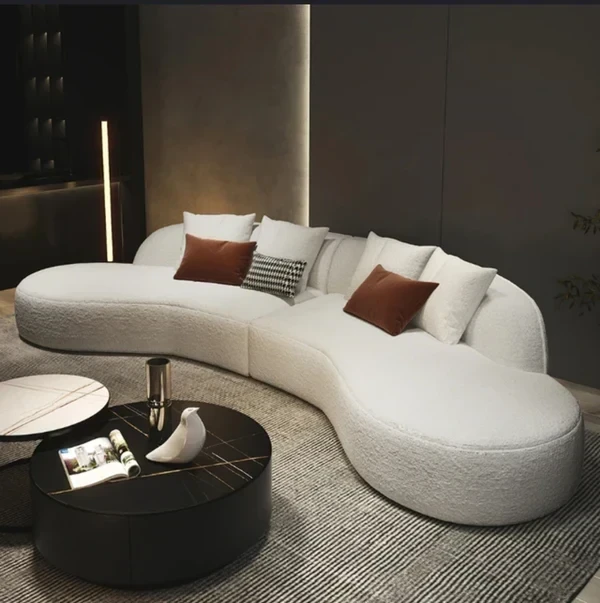كنبة ركنة مودرن خشب زان طبيعي وقماش بوكليت (85×300 سم) MS-13033