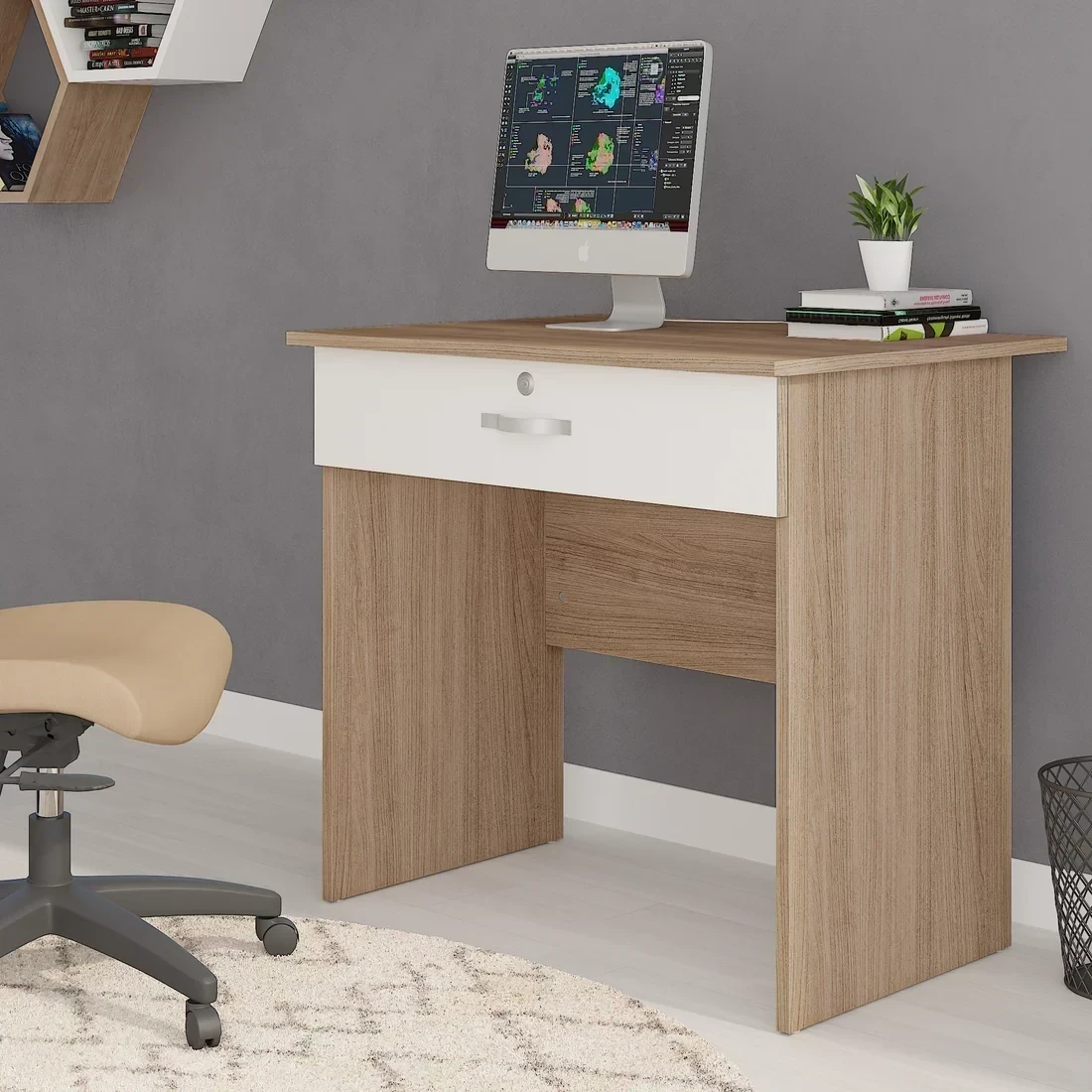 مكتب مذاكرة خشب MDF وطبقة بي في سي MS-12186