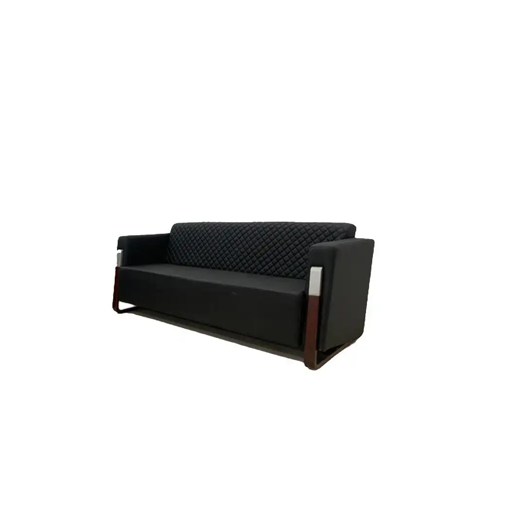 كنبة انتريه استقبال مكتبي 3 فرد لون اسود خشب زان احمر MS-9672