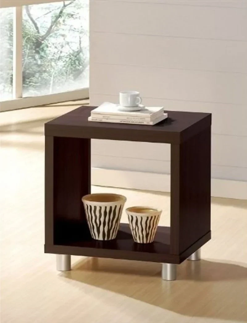 Modern side hospitality table electrostatic painted iron with natural wood MS-11444