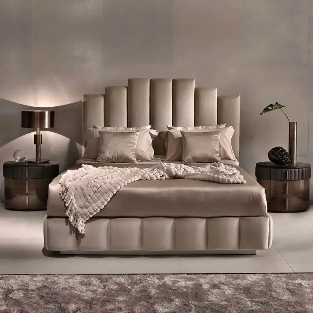 سرير مودرن 200x140سم مصنوع من خشب كونترطبيعي وخشب زان احمر عالي الجودة MS-9315