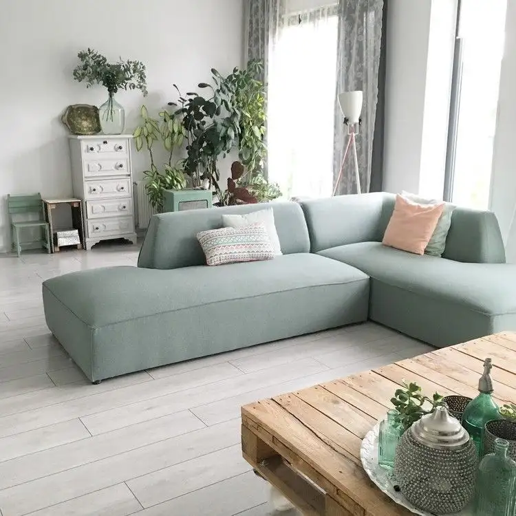 Modern Corner Sofa 250×180 cm, Red Beech Wood and Linen or Velvet Fabric, High Quality MS-10979