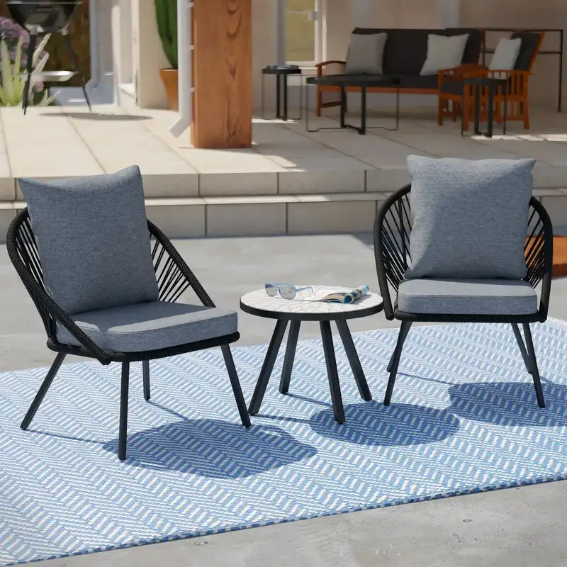 Outdoor Chair Set made of Electrostatic-Coated Iron & MS-10331 Rope