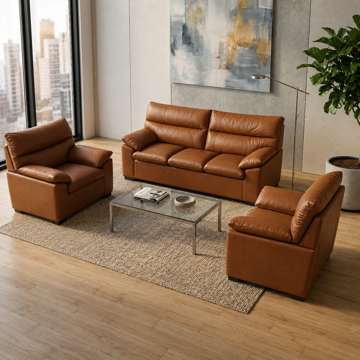 Office Reception Sofa 3-Seater and 2 Armchairs MS-9711