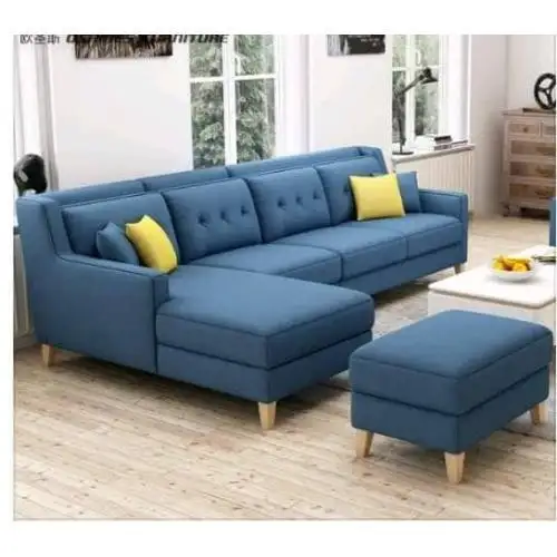 Modern Corner Sofa 290×170 cm, Red Beech Wood and Linen or Velvet Fabric, High Quality MS-10988
