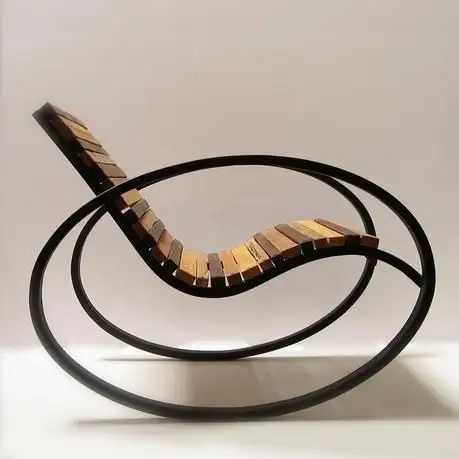 Relaxation chair, natural plywood wood and stainless steel electrostatic paint MS-8914